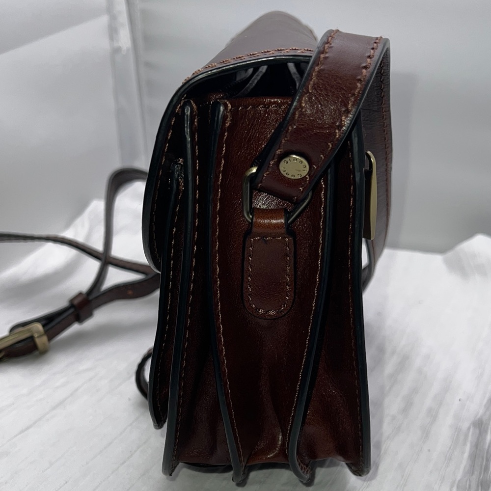 Gianni Conti Brown Leather Crossbody Saddle Bag Classic Chocolate Excellent New - Picture 11 of 16